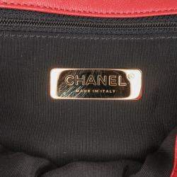 Pre Owned Chanel Red Quilted Lambskin Small Chain Link Flap Bag