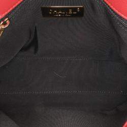 Pre Owned Chanel Red Quilted Lambskin Small Chain Link Flap Bag