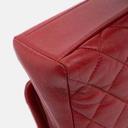 Pre Owned Chanel Red Quilted Lambskin Small Chain Link Flap Bag