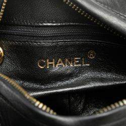 Chanel Black Lambskin Leather Chain Shoulder Bag