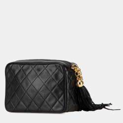 Chanel Black Lambskin Leather Chain Shoulder Bag