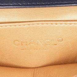 Pre Owned Chanel Navy Blue Lambskin Small Chic Pearls Flap Shoulder Bag