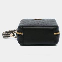 Chanel Black Stitched Calfskin Cup Of Tea Vanity Case Bag