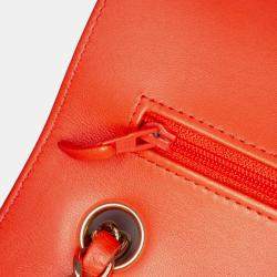 Chanel Orange Chevron Quilted Lambskin Small Classic Double Flap Bag