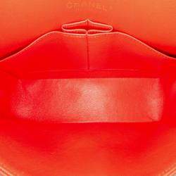 Chanel Orange Chevron Quilted Lambskin Small Classic Double Flap Bag