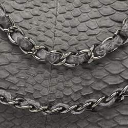 مملوكة مسبقًا Chanel Grey Python Jumbo Classic Double Flap Bag