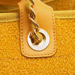 Chanel Yellow Lurex Boucle Medium Deauville Satchel Bag