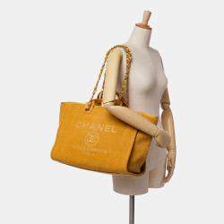 Chanel Yellow Lurex Boucle Medium Deauville Satchel Bag