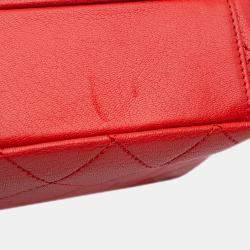 Pre Owned Chanel Red Quilted Goatskin Small Double Carry Waist Chain Flap Bag