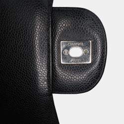 Pre Owned Chanel Black Caviar Leather Jumbo Classic Single Flap Bag