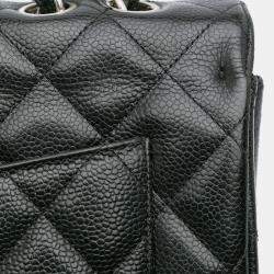 Pre Owned Chanel Black Caviar Leather Jumbo Classic Single Flap Bag