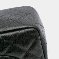 Pre Owned Chanel Black Caviar Leather Jumbo Classic Single Flap Bag