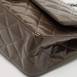 Chanel Olive Green Quilted Patent Leather Classic 227 Reissue 2.55 Flap Bag