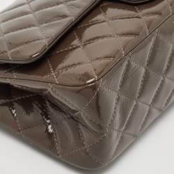 Chanel Olive Green Quilted Patent Leather Classic 227 Reissue 2.55 Flap Bag