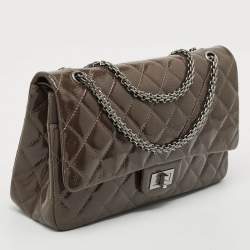Chanel Olive Green Quilted Patent Leather Classic 227 Reissue 2.55 Flap Bag