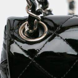 Pre Owned Chanel Black Patent Leather Mini Square Classic Single Flap Bag
