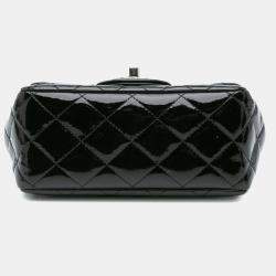 Pre Owned Chanel Black Patent Leather Mini Square Classic Single Flap Bag