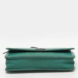 Chanel Green Quilted Leather Boy Wallet On Chain