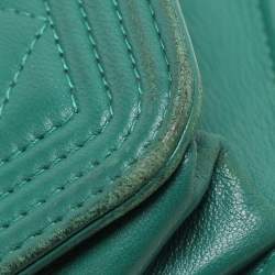 Chanel Green Quilted Leather Boy Wallet On Chain
