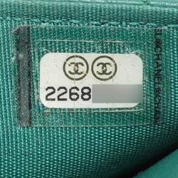 Chanel Green Quilted Leather Boy Wallet On Chain
