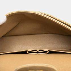 Pre Owned Chanel Beige Medium Classic Lambskin Double Flap Bag