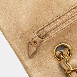 Pre Owned Chanel Beige Medium Classic Lambskin Double Flap Bag