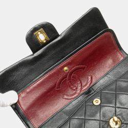 Pre Owned Chanel Black Small Classic Lambskin Double Flap Bag