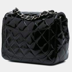 Pre Owned Chanel Black Mini Square Classic Patent Single Flap Bag