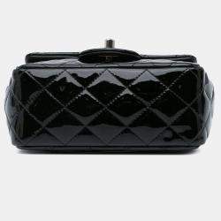 Pre Owned Chanel Black Mini Square Classic Patent Single Flap Bag