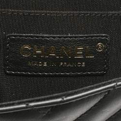 Pre Owned Chanel Black Chevron Leather Medium Statement Flap Bag