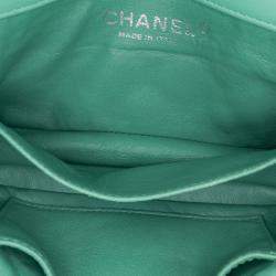 Chanel Green Extra Mini Rectangular Classic Patent Single Flap Bag