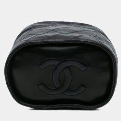 Chanel Black Quilted Lambskin Tassel Vanity Case