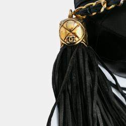 Chanel Black Quilted Lambskin Tassel Vanity Case