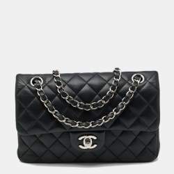 Pre Owned Chanel Black Quilted Leather Small Classic Double Flap Bag