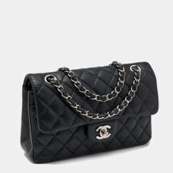 Pre Owned Chanel Black Quilted Leather Small Classic Double Flap Bag