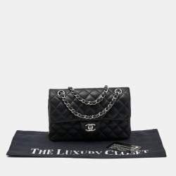 Pre Owned Chanel Black Quilted Leather Small Classic Double Flap Bag