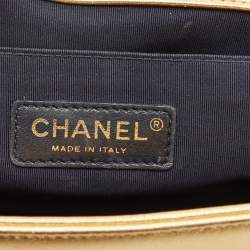 Chanel Gold/Red Cube Embossed Leather Medium Boy Flap Bag
