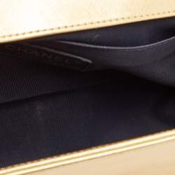 Chanel Gold/Red Cube Embossed Leather Medium Boy Flap Bag