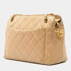Chanel Beige Quilted Lambskin Sun Charm Chain Crossbody Bag