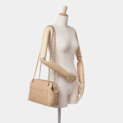 Chanel Beige Quilted Lambskin Sun Charm Chain Crossbody Bag