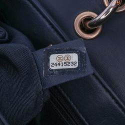 Chanel Black Chevron Sheepskin Stitched Chain Top Handle Flap Bag
