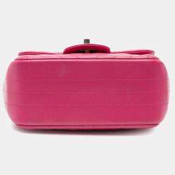 Pre Owned Chanel Pink Chevron Lambskin Mini Classic Single Flap Shoulder Bag