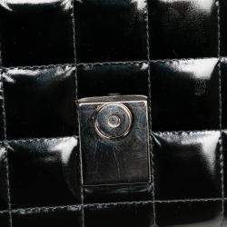 Pre Owned Chanel Black Patent Leather CC Chocolate Bar Clutch on Chain