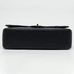 Pre Owned Chanel Black Quilted Caviar Leather Maxi Classic Double Flap Bag