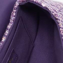 Chanel Purple Quilted Tweed and Sequins Top Handle Bag