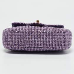 Chanel Purple Quilted Tweed and Sequins Top Handle Bag