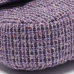Chanel Purple Quilted Tweed and Sequins Top Handle Bag