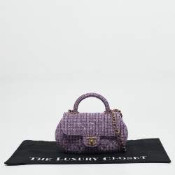 Chanel Purple Quilted Tweed and Sequins Top Handle Bag