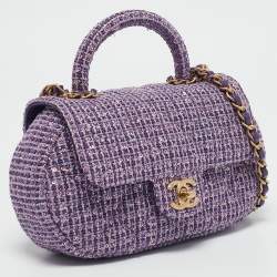 Chanel Purple Quilted Tweed and Sequins Top Handle Bag