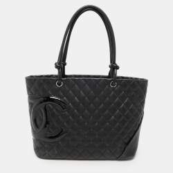 Pre Owned Chanel Black Quilted Leather Large Cambon Ligne Tote